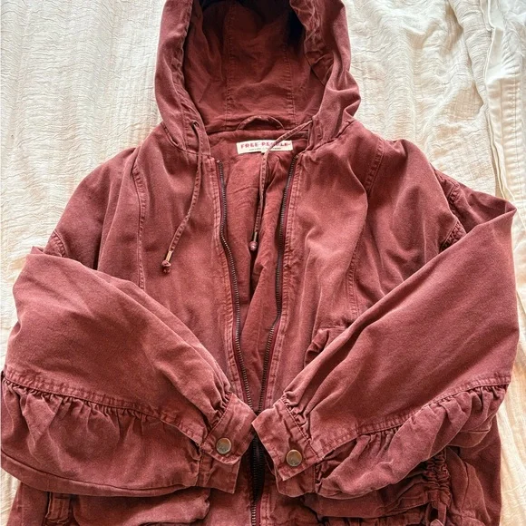 Free People Washed Mauve Utility Hooded Jacket - Picture 2 of 3